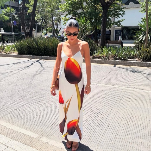 Zara Floral Maxi Dress strappy bodycon fitted bohemian summer vacation casual - Picture 5 of 11